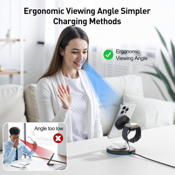 2025 3 in 1 Charging Station Compatible with Mag-Safe Charger Wireless Charger Stand for iPhone 16 15 14 13 12 Series Wireless Charging Station for AirPods Wireless Charging Stand for iWatch Series - Image 2