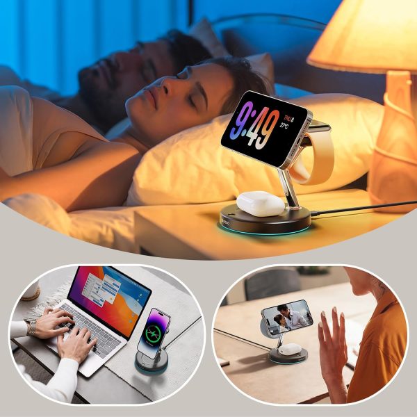 2025 3 in 1 Charging Station Compatible with Mag-Safe Charger Wireless Charger Stand for iPhone 16 15 14 13 12 Series Wireless Charging Station for AirPods Wireless Charging Stand for iWatch Series - Image 4