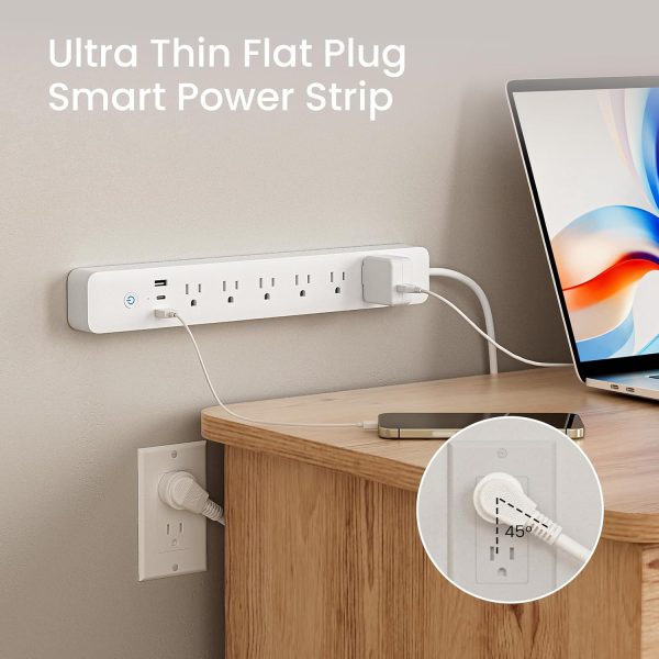 Plug Power Strip, 3 USB (30W Fast Charging) and 6 Individually Controlled Outlets, WiFi Surge Protector Works with Alexa & Google Home, Energy Monitor, 7.18 ft Mountable Flat Plug, 2A1C - Image 4