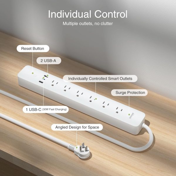 Plug Power Strip, 3 USB (30W Fast Charging) and 6 Individually Controlled Outlets, WiFi Surge Protector Works with Alexa & Google Home, Energy Monitor, 7.18 ft Mountable Flat Plug, 2A1C - Image 5